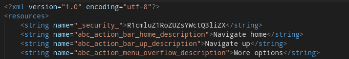 The variable security is right at the top of res/values/strings.xml.